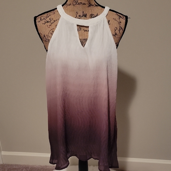 Hayden Tops - Hayden Ombre Sleeveless Tunic - White and Purple